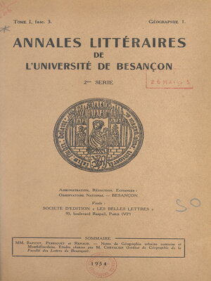 cover image of Notes de géographie urbaine comtoise et montbéliardaise